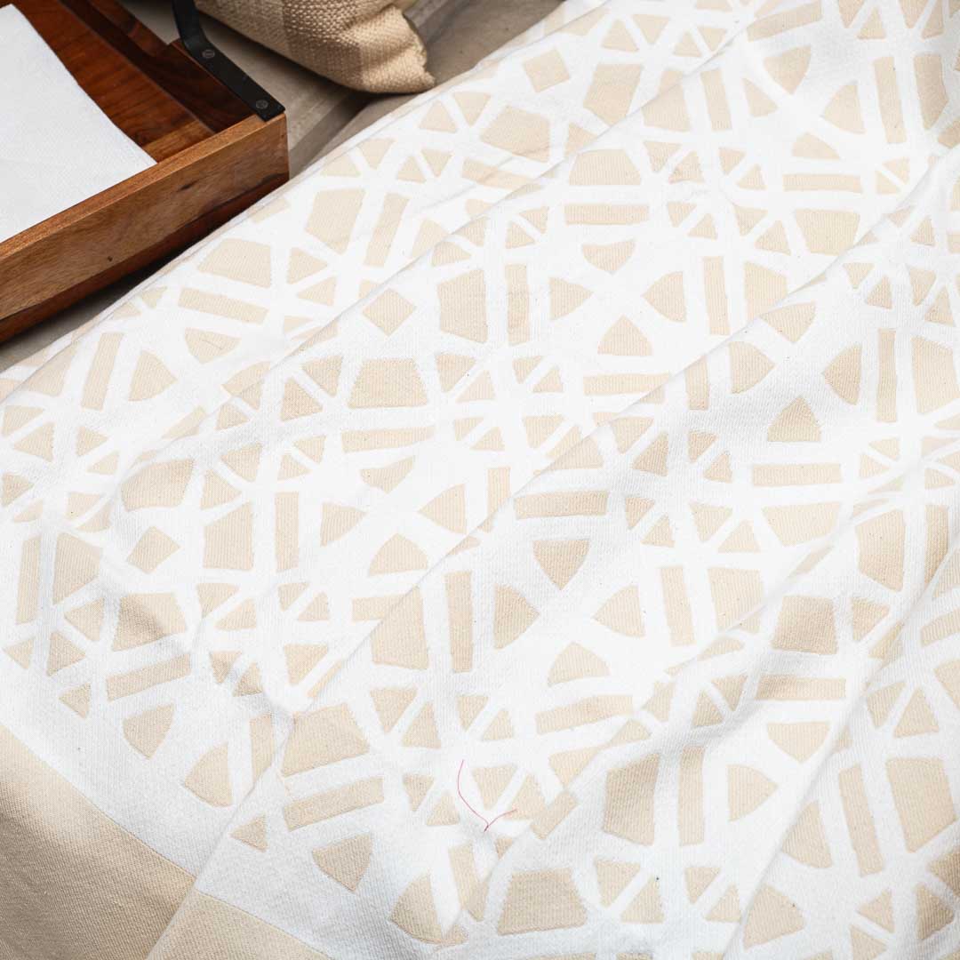 Premium Jacquard Cream Colour Throw