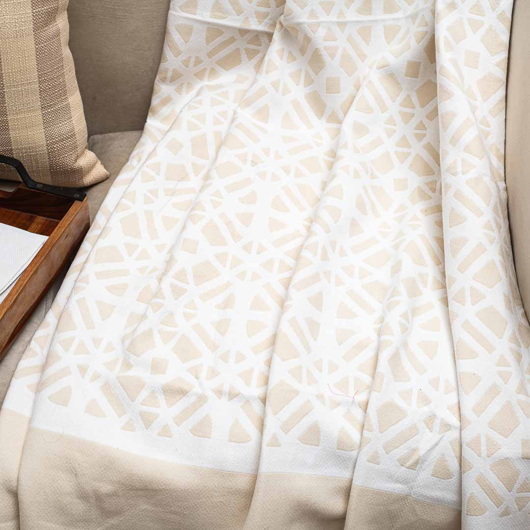 Premium Jacquard Cream Colour Throw