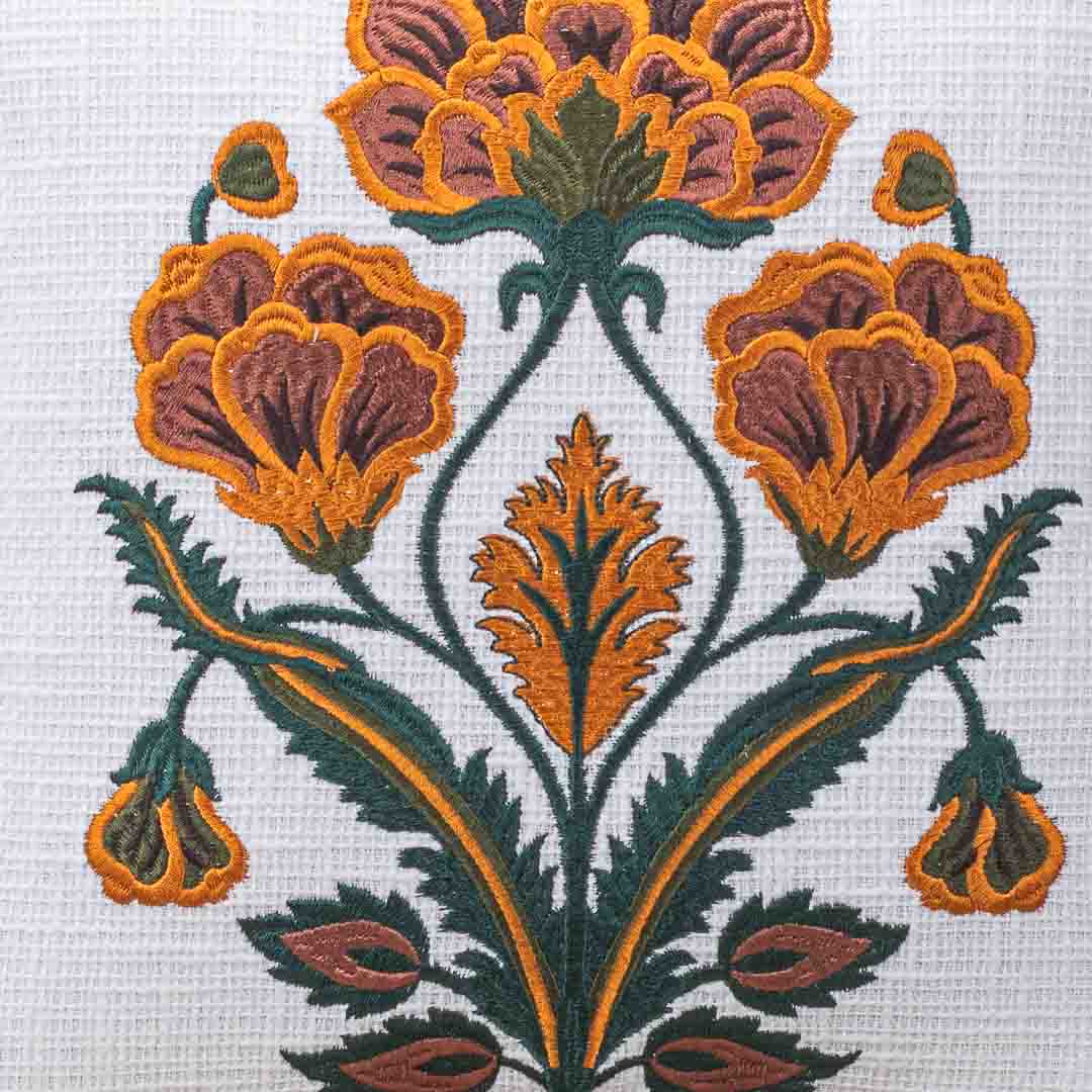 Premium Royal Bloom Embroidery Cushion Cover