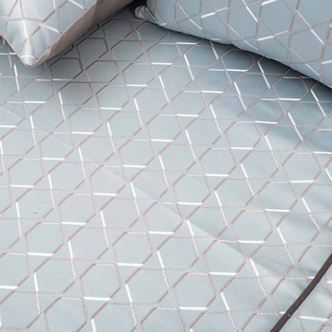 Premium King Size Blue- Grey Jacquard Mix (1+2+2) Bed Cover Design Twenty Three