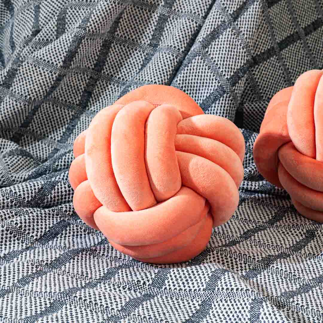 Premium Velvet Knot Ball Cushion Cover With Cushion