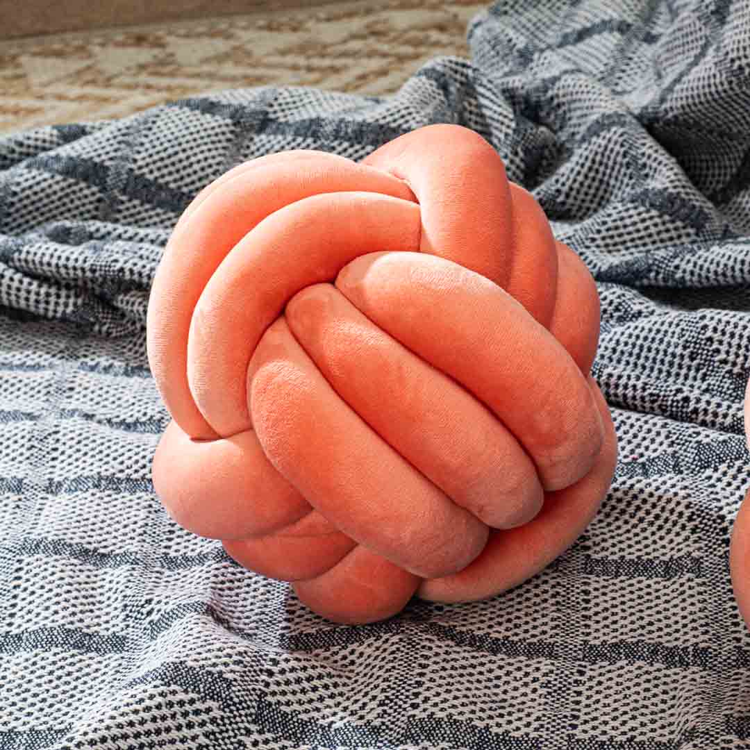 Premium Velvet Knot Ball Cushion Cover With Cushion