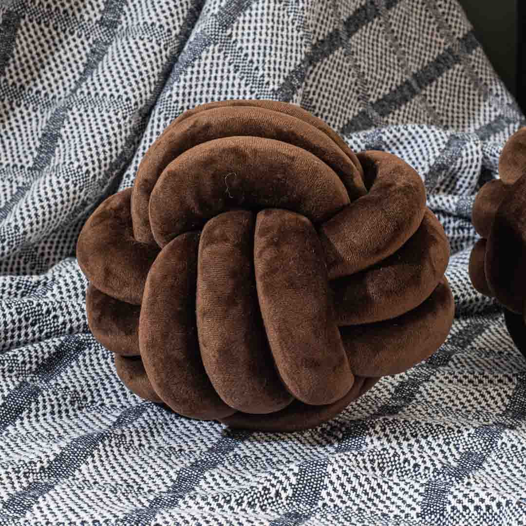 Premium Velvet Knot Ball Cushion Cover With Cushion