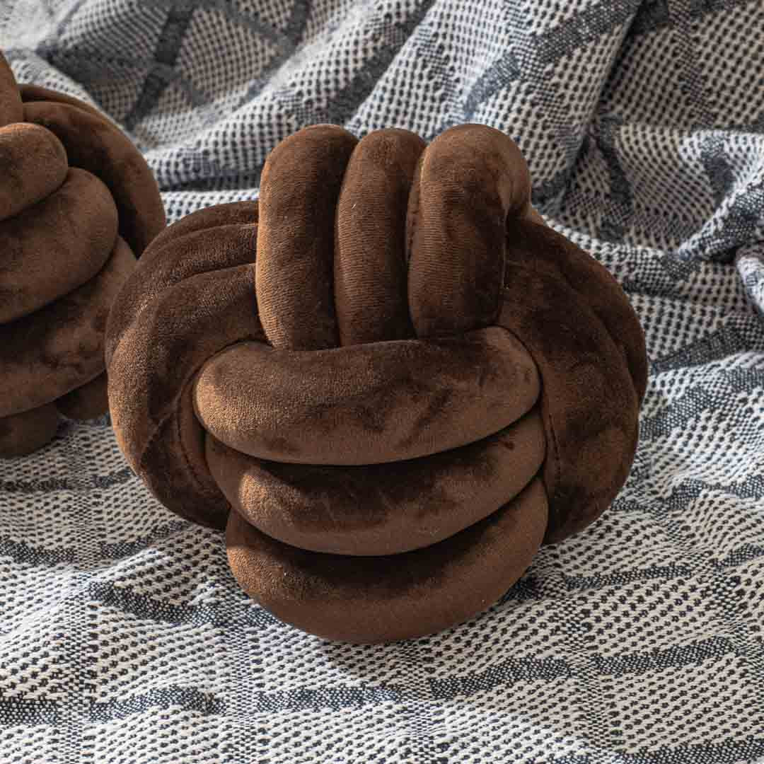 Premium Velvet Knot Ball Cushion Cover With Cushion