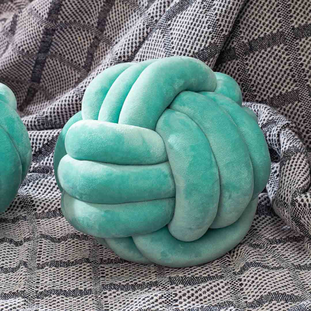 Premium Velvet Knot Ball Cushion Cover With Cushion