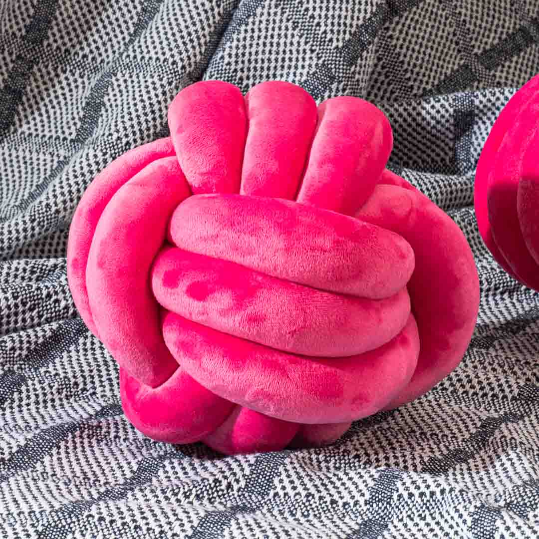 Premium Velvet Knot Ball Cushion Cover With Cushion