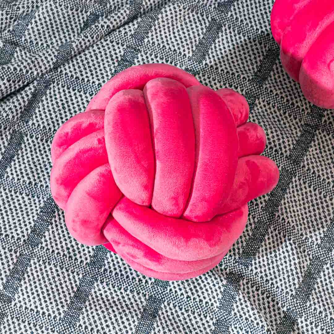 Premium Velvet Knot Ball Cushion Cover With Cushion