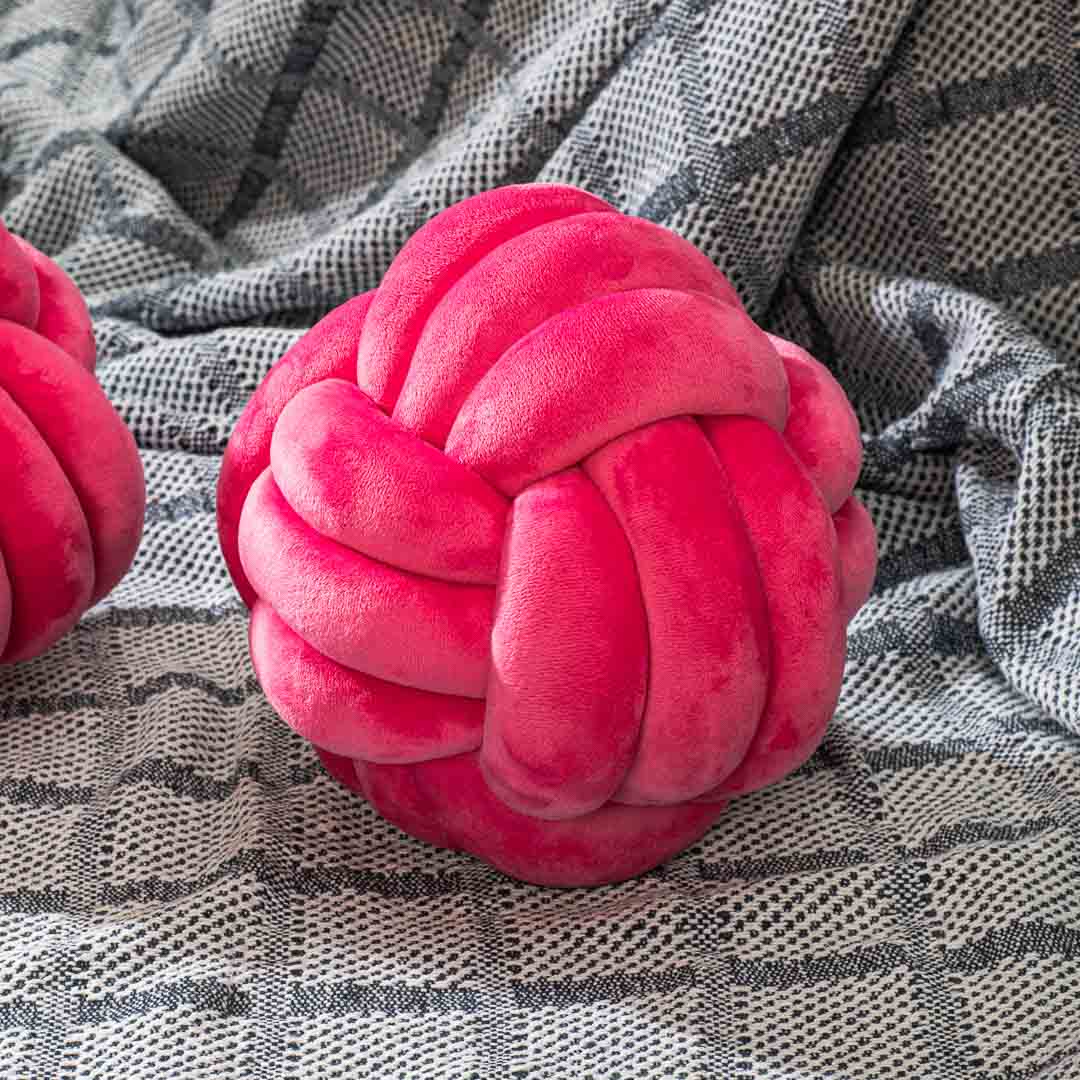Premium Velvet Knot Ball Cushion Cover With Cushion
