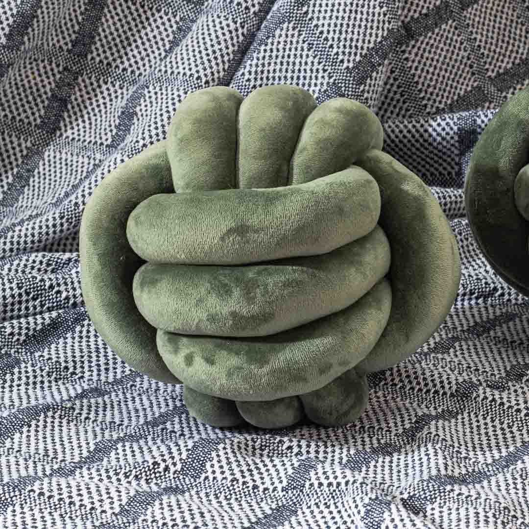 Premium Velvet Knot Ball Cushion Cover With Cushion