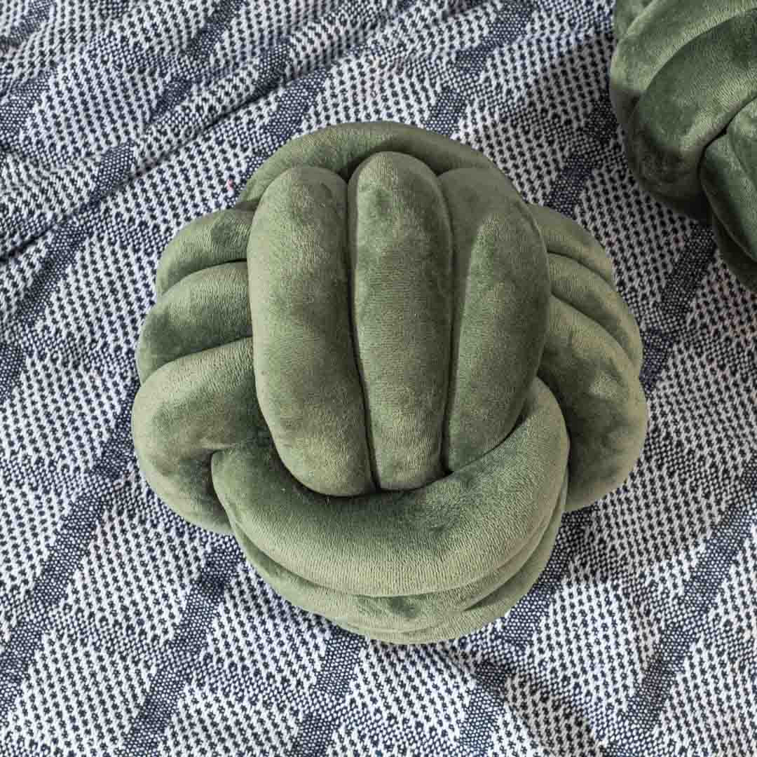 Premium Velvet Knot Ball Cushion Cover With Cushion