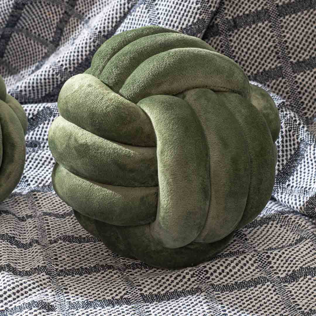 Premium Velvet Knot Ball Cushion Cover With Cushion