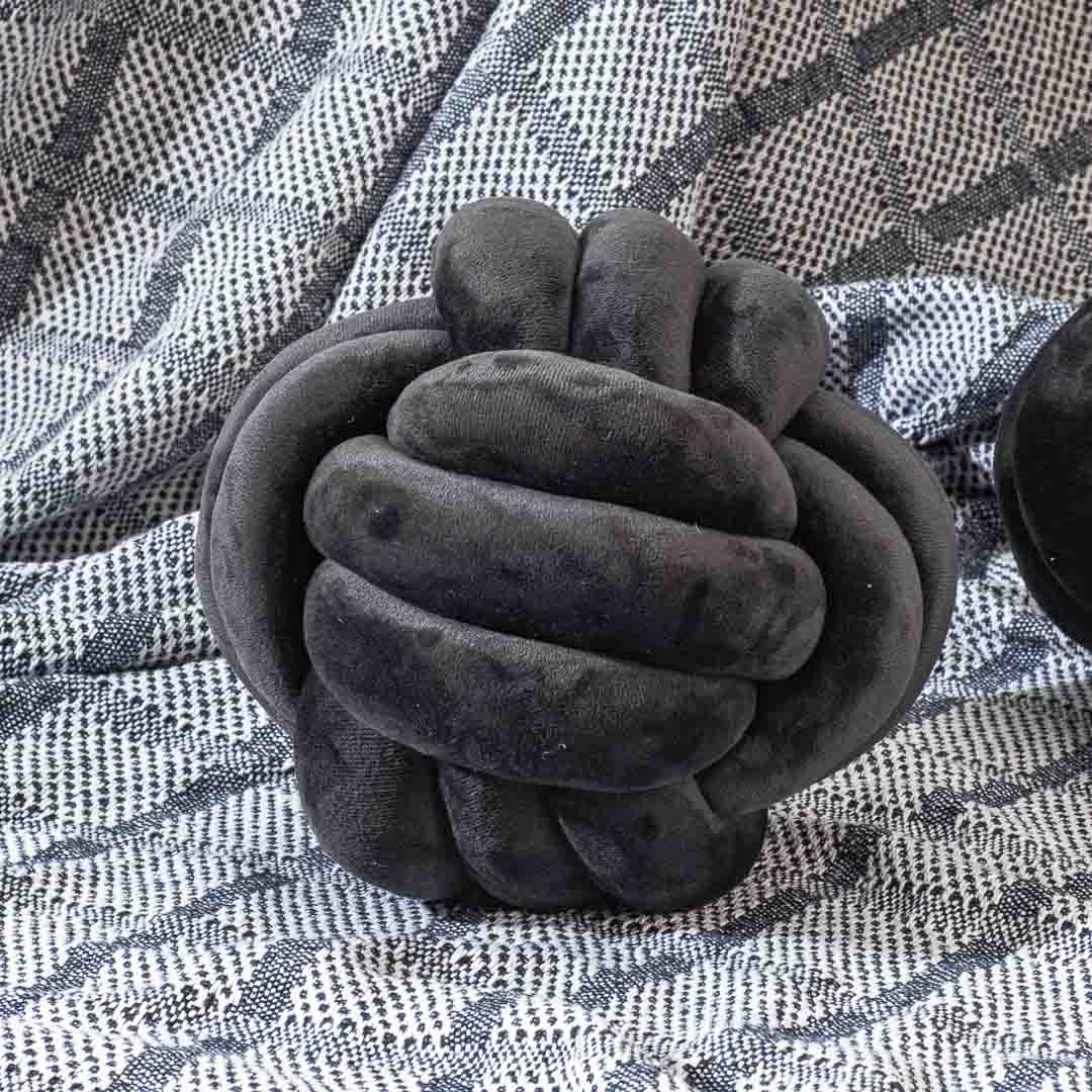 Premium Velvet Knot Ball Cushion Cover With Cushion