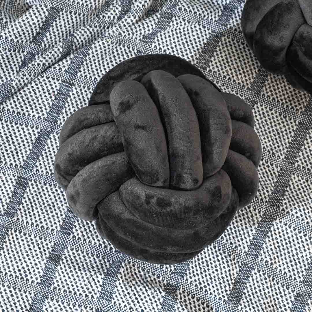 Premium Velvet Knot Ball Cushion Cover With Cushion