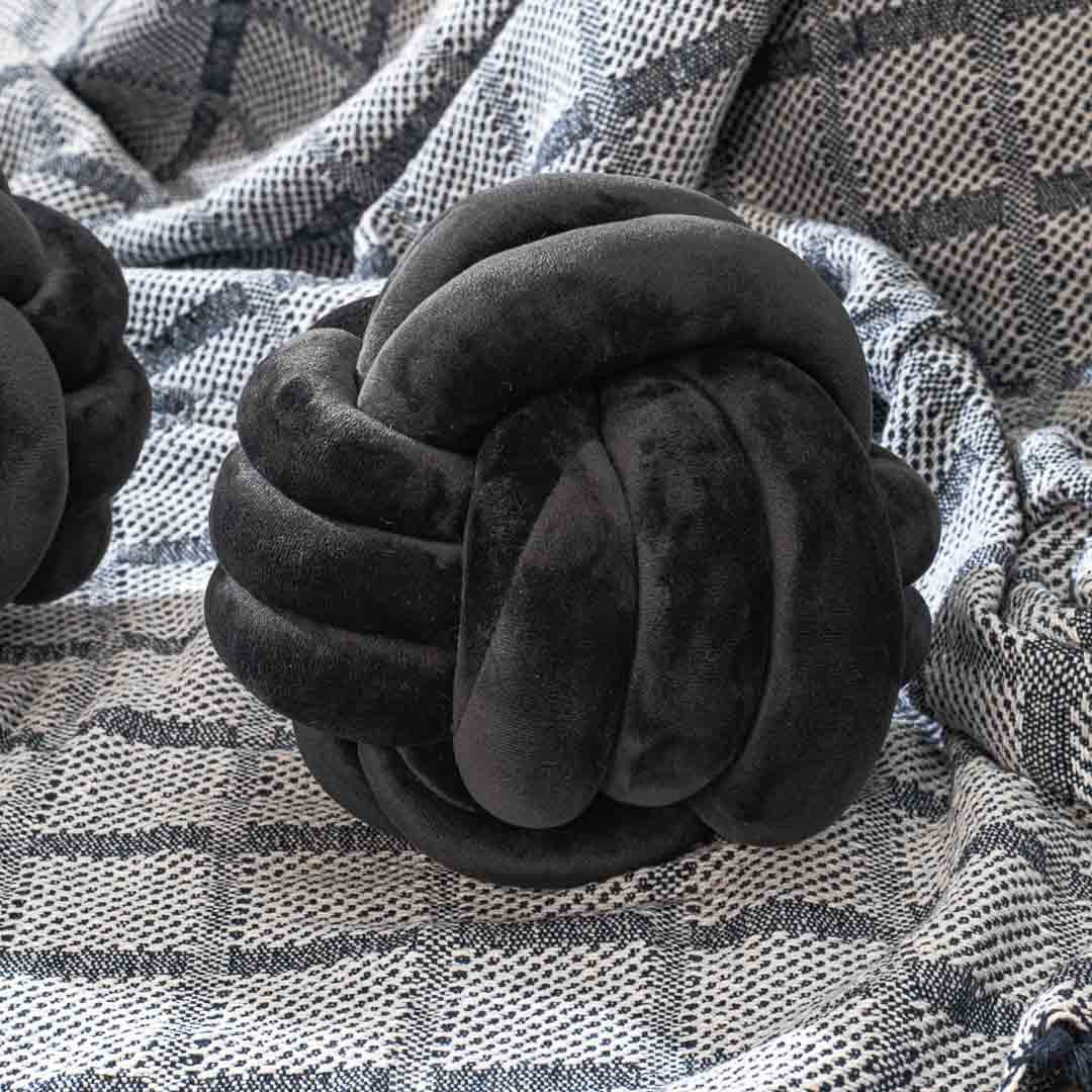 Premium Velvet Knot Ball Cushion Cover With Cushion