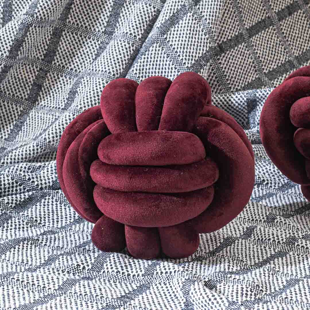 Premium Velvet Knot Ball Cushion Cover With Cushion
