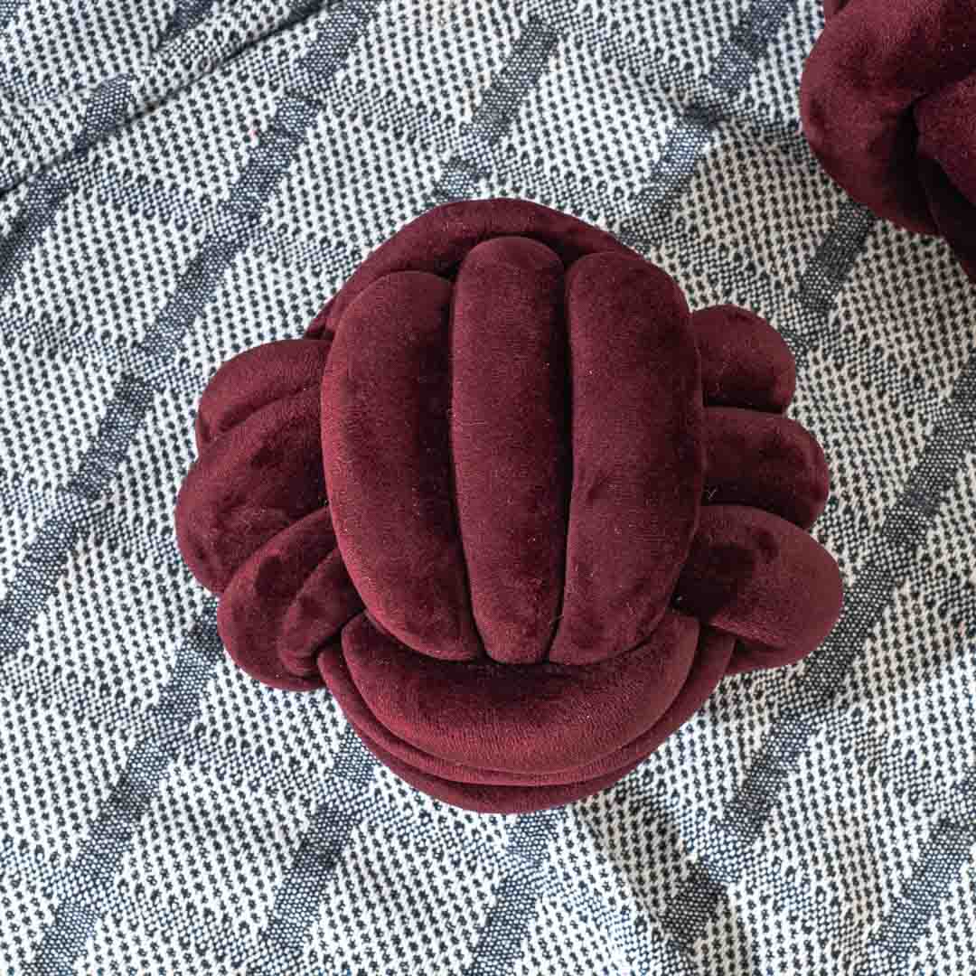 Premium Velvet Knot Ball Cushion Cover With Cushion