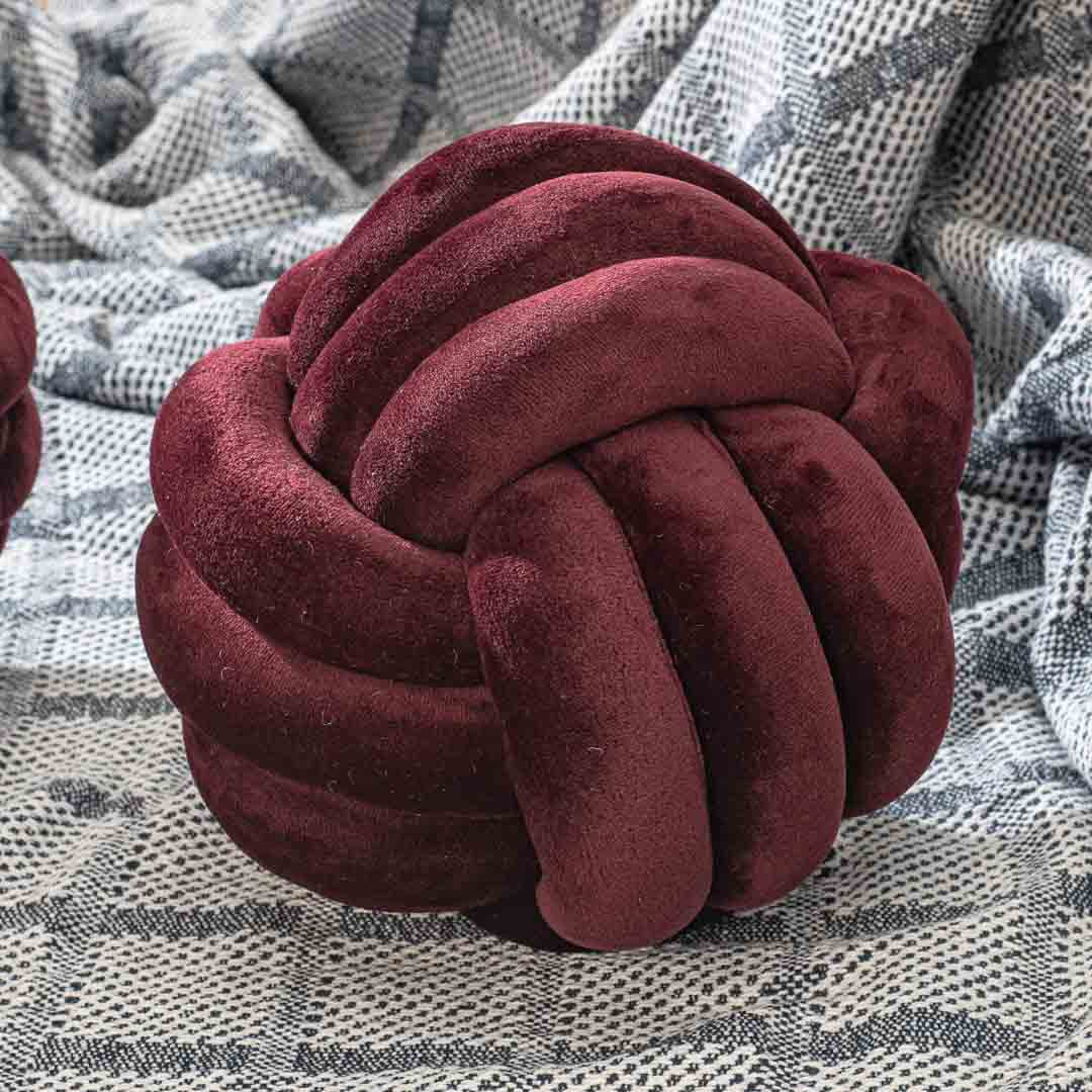 Premium Velvet Knot Ball Cushion Cover With Cushion