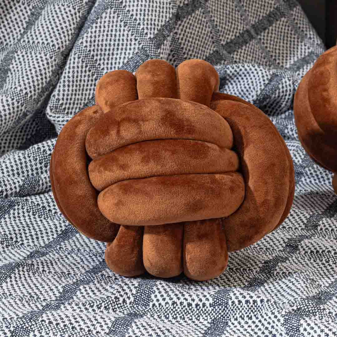 Premium Velvet Knot Ball Cushion Cover With Cushion