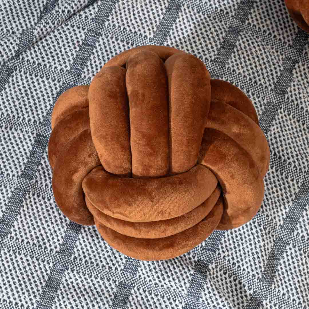 Premium Velvet Knot Ball Cushion Cover With Cushion