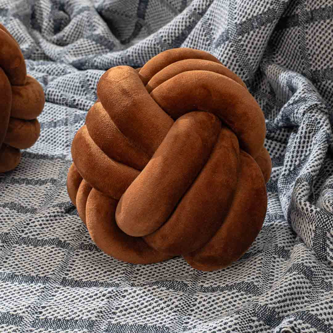 Premium Velvet Knot Ball Cushion Cover With Cushion