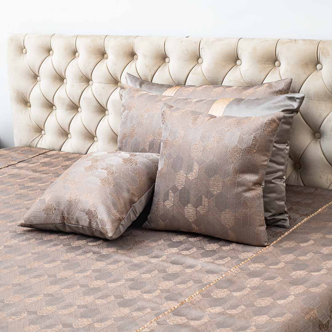 Premium King Size Rose- Gold Jacquard Mix (1+2+2) Bed Cover Design Twenty Four