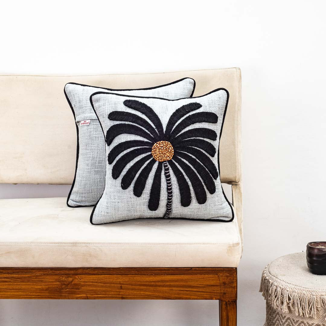 Gorgeous Palm Tree Cushion Cover with Hand Work