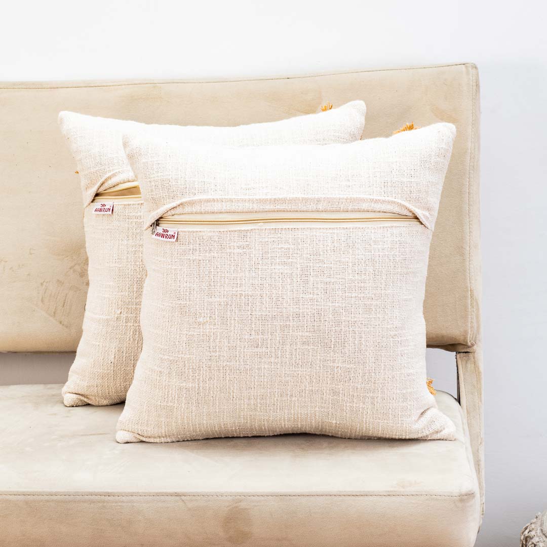 Premium White Gold New Fashion Jute Cushion Cover Design Five