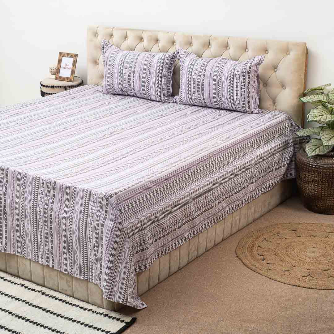 Premium King Size Multi Colour Cotton Percale Print (1+2) Bed Cover Comes With Two Pillow Cover Design One