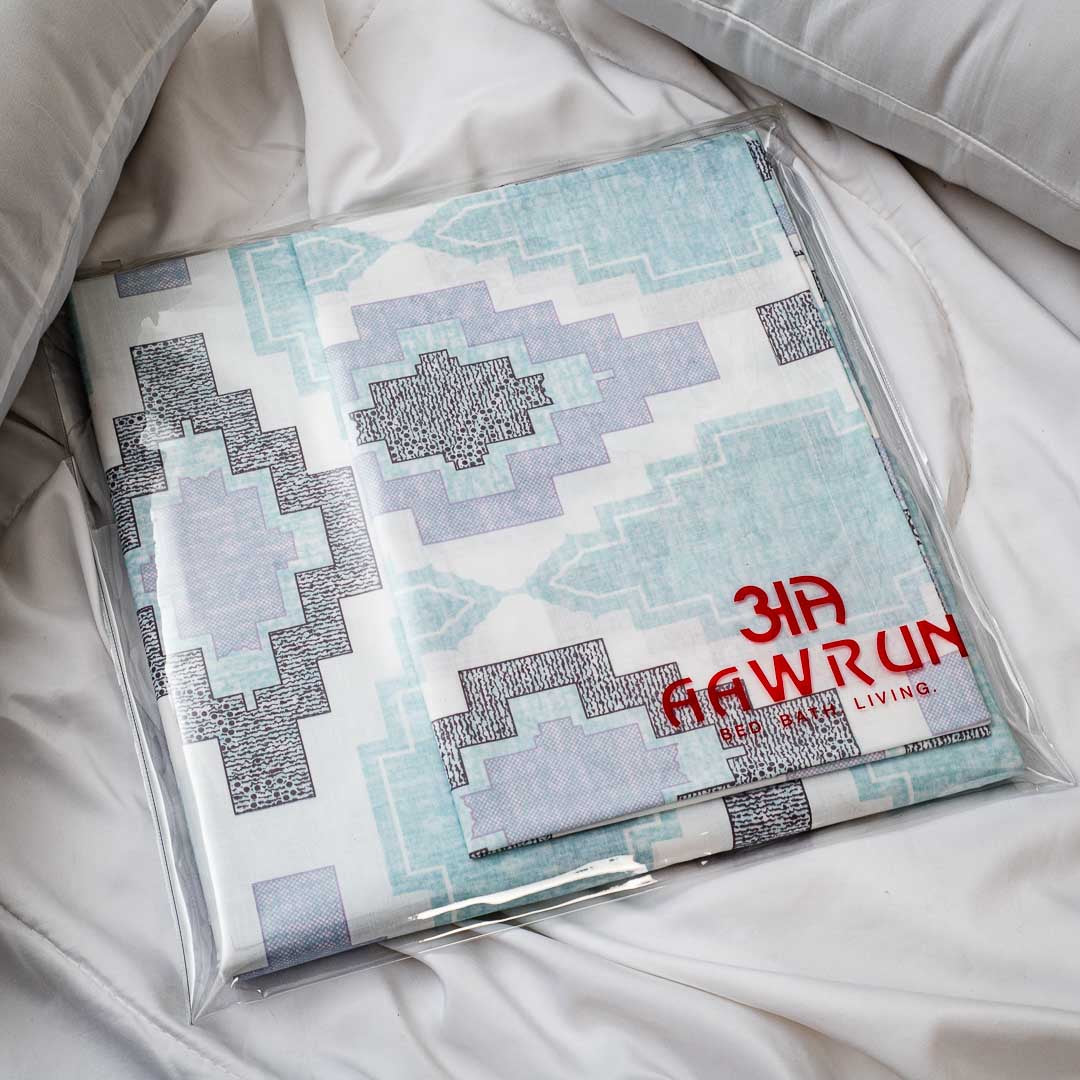 Premium Rectangle King Size Multi Cotton Percale Print (1+2) Bed Cover Comes With Two Pillow Cover Design Seven