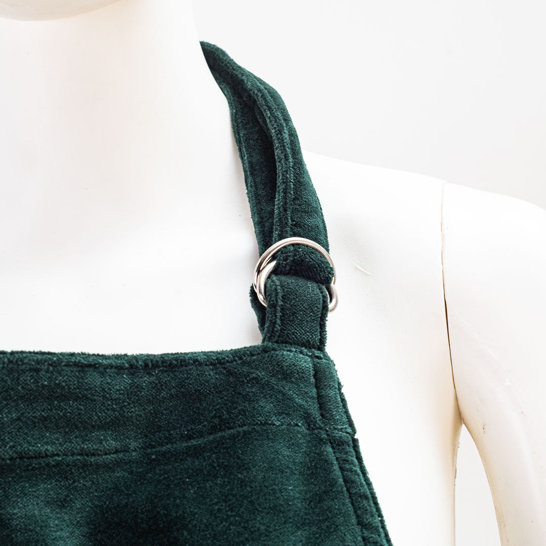 Premium Velvet Embroidery Green Apron