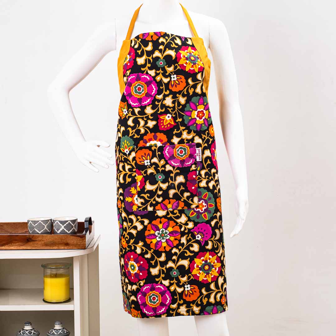 Premium Flower Leaf Cotton Printed Apron Design Seveen