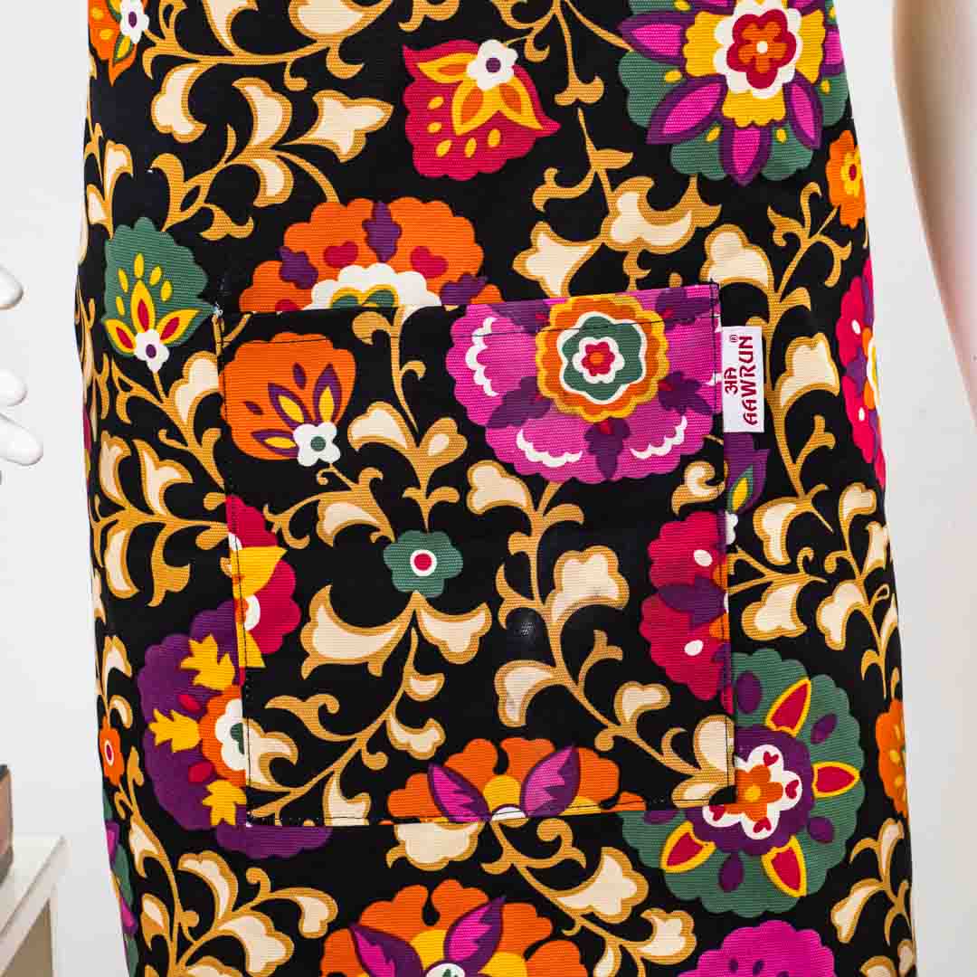 Premium Flower Leaf Cotton Printed Apron Design Seveen