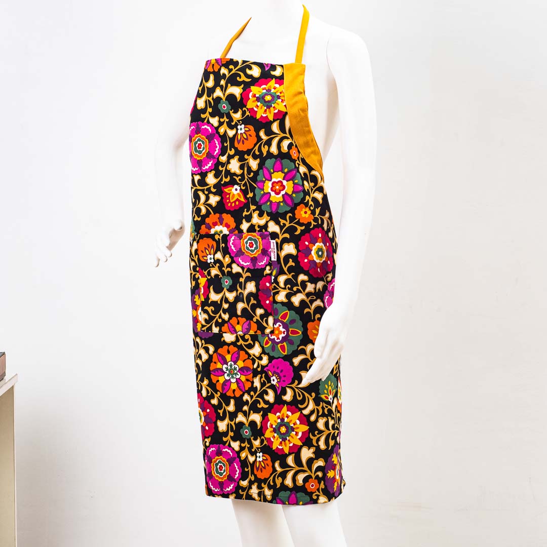 Premium Flower Leaf Cotton Printed Apron Design Seveen
