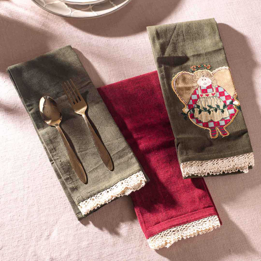 Premium Doll Embroidery (03 pcs set) Napkin