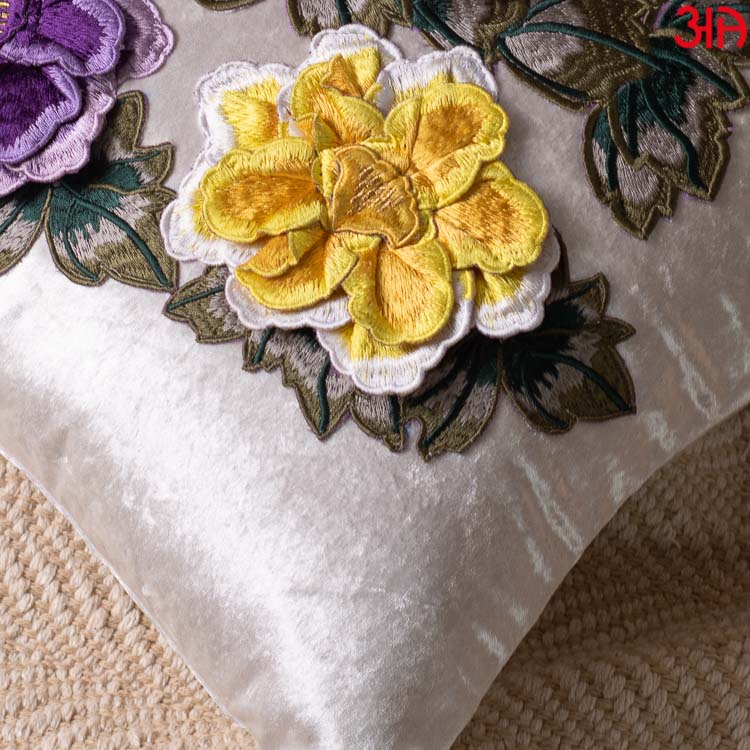 Premium Velvet Shaded Flower Patch Cushion Cover