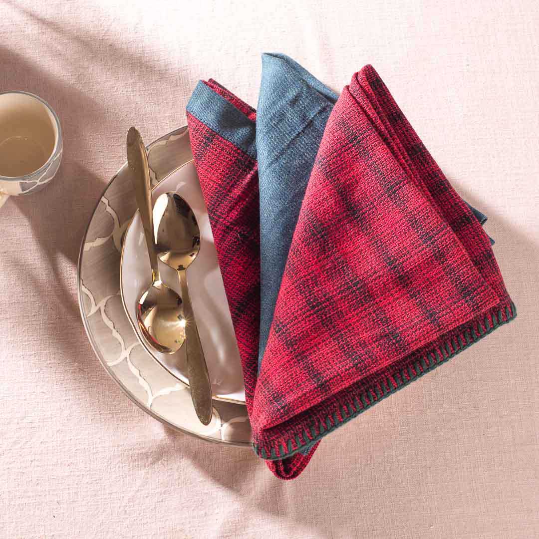 Premium Snowman Embroidery (03 ocs set) Napkin