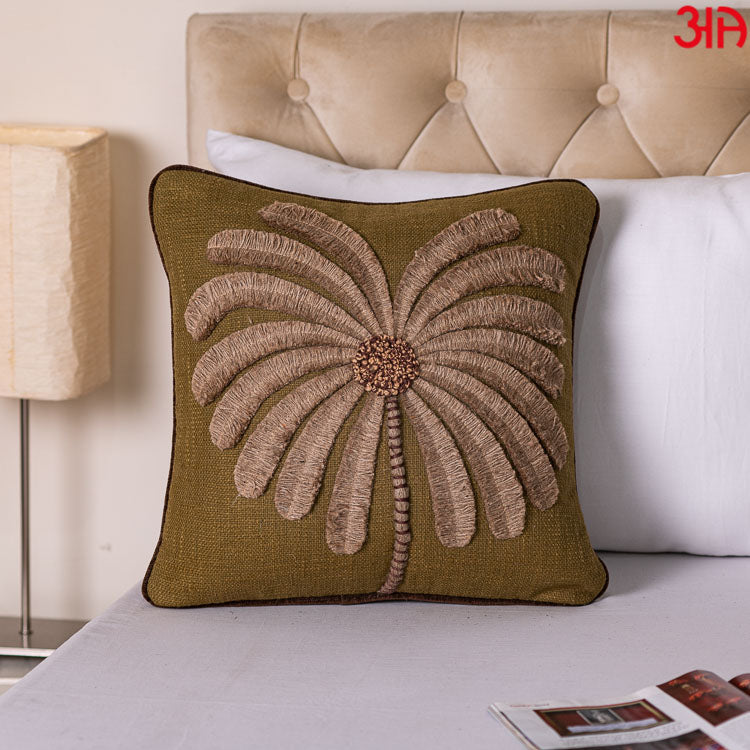 Gorgeous Palm Tree Cushion Cover with Hand Work