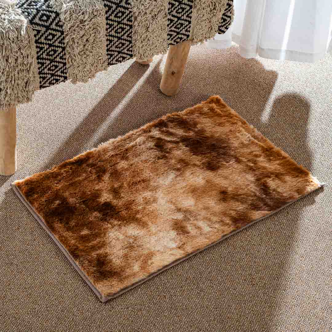 Premium Gold Multi Rabit FUR Tye Dye Door Mat Shead Two