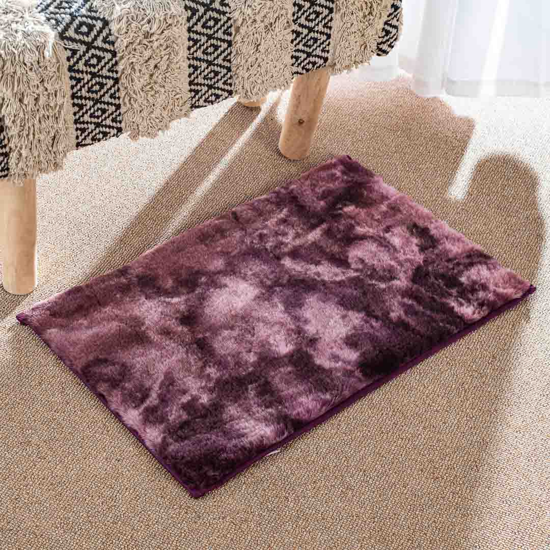 Premium Purple Multi Rabit Fur Tye Dye Door Mat Shead Three
