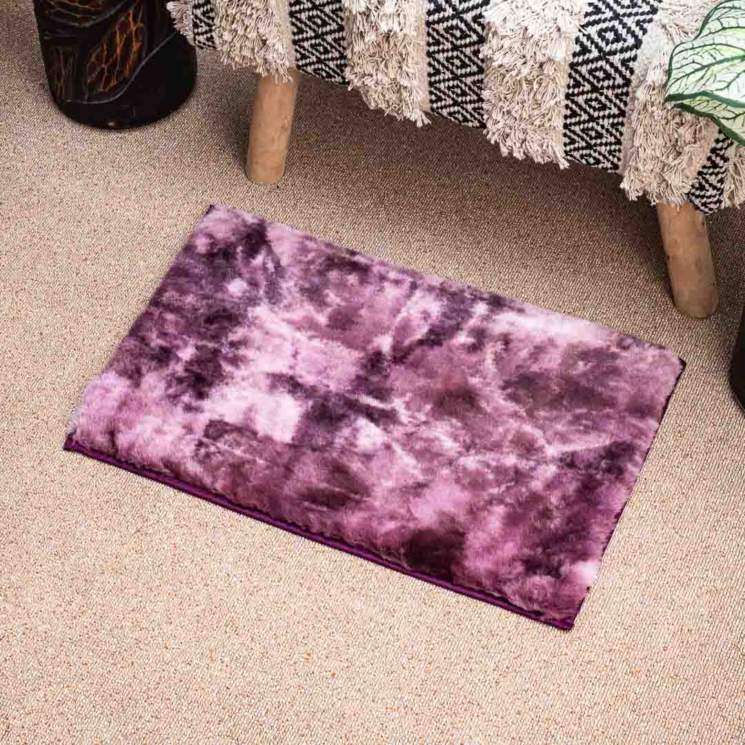 Premium Purple Multi Rabit Fur Tye Dye Door Mat Shead Three