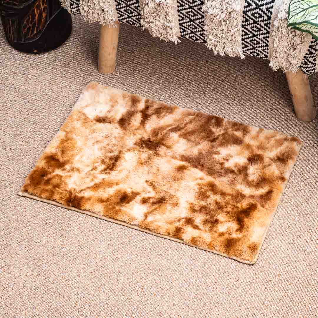 Premium Gold Multi Rabit FUR Tye Dye Door Mat Shead Two