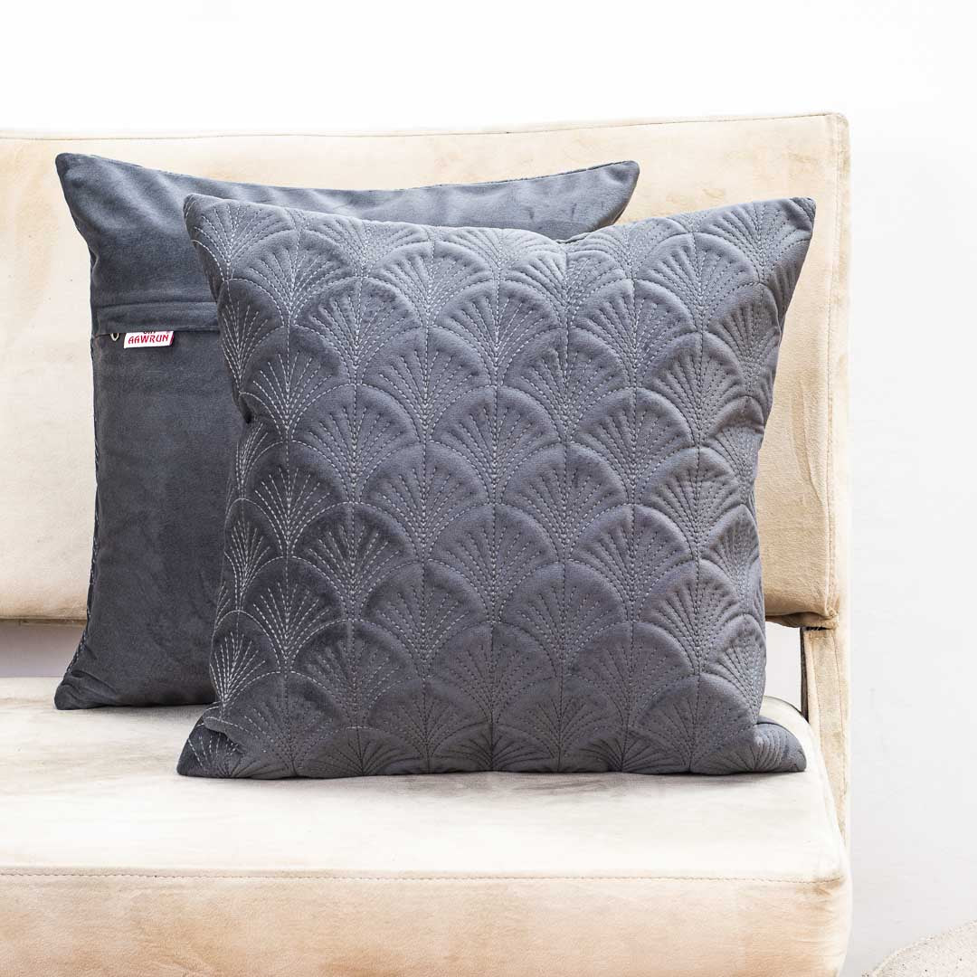 Premium self Embossed Leaf Design Cushion Cover