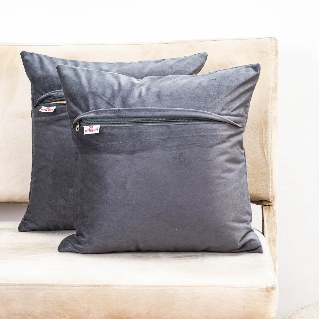 Premium self Embossed Leaf Design Cushion Cover