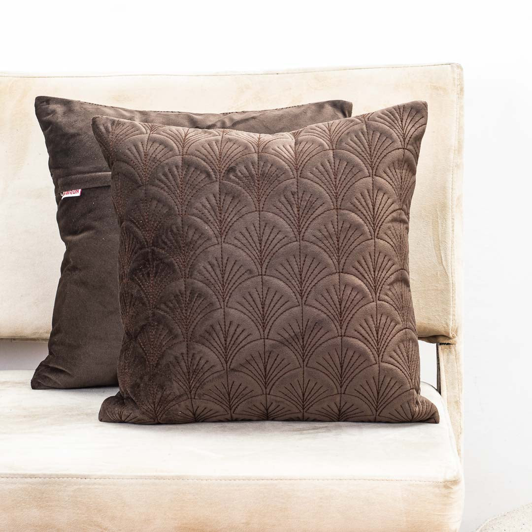 Premium self Embossed Leaf Design Cushion Cover