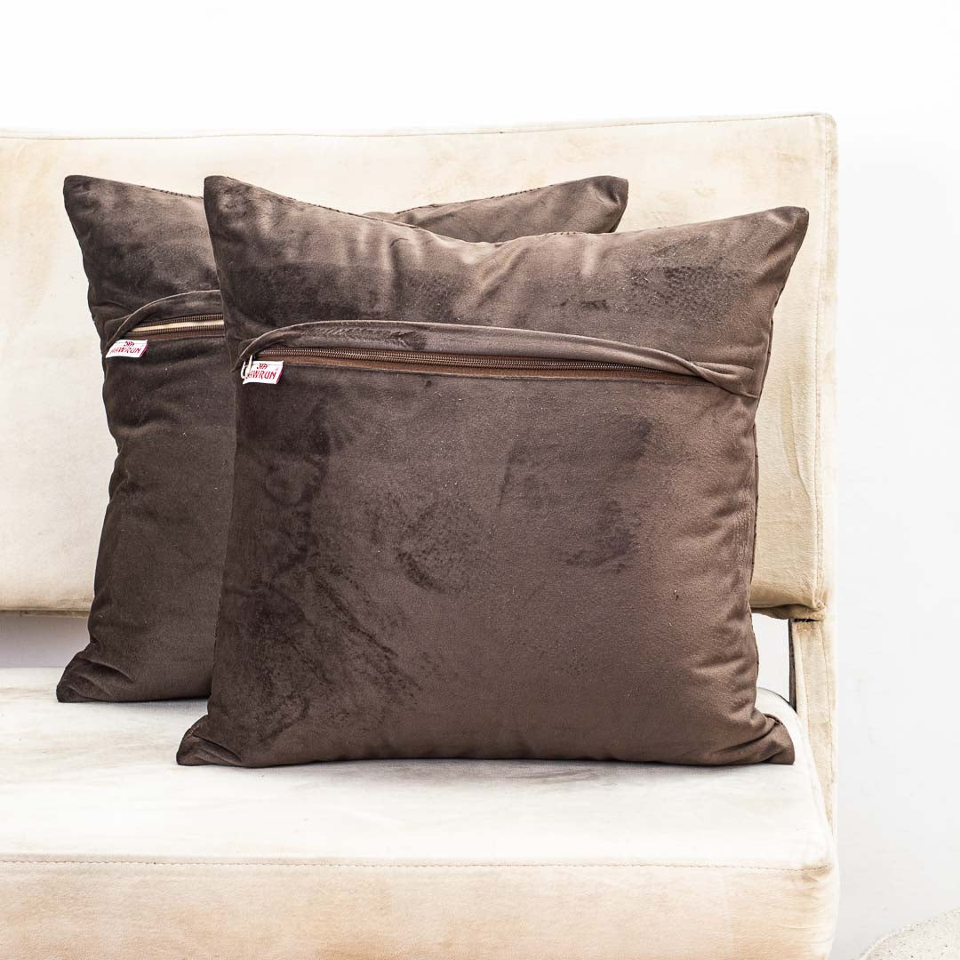 Premium self Embossed Leaf Design Cushion Cover