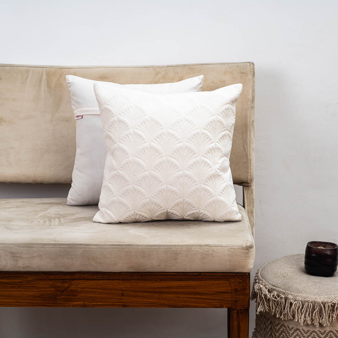 Premium self Embossed Leaf Design Cushion Cover