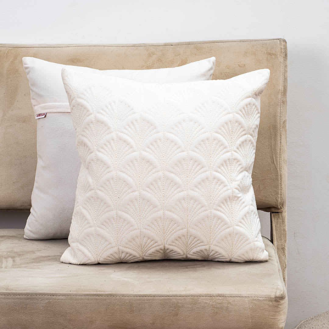 Premium self Embossed Leaf Design Cushion Cover
