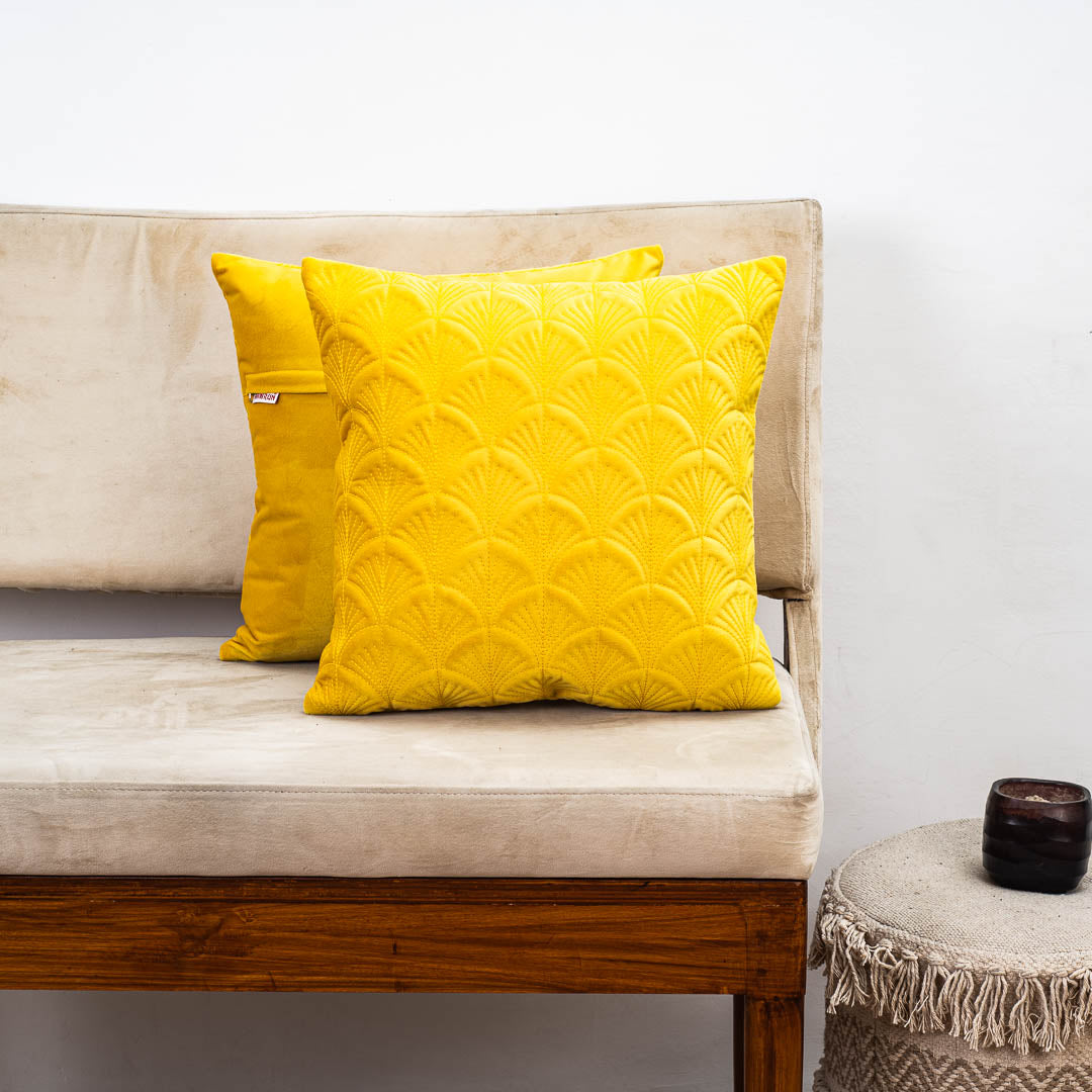 Premium self Embossed Leaf Design Cushion Cover