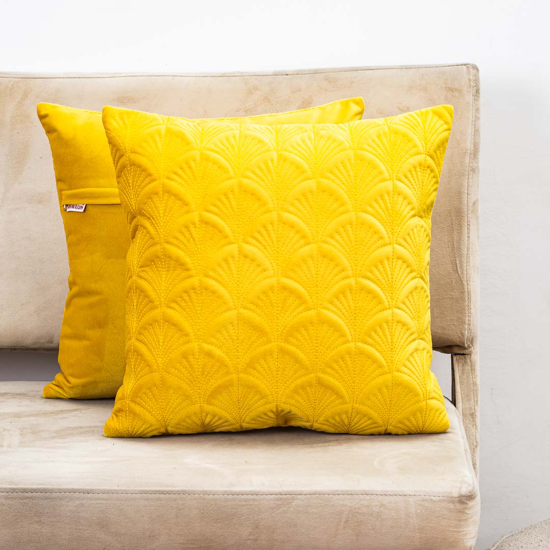 Premium self Embossed Leaf Design Cushion Cover