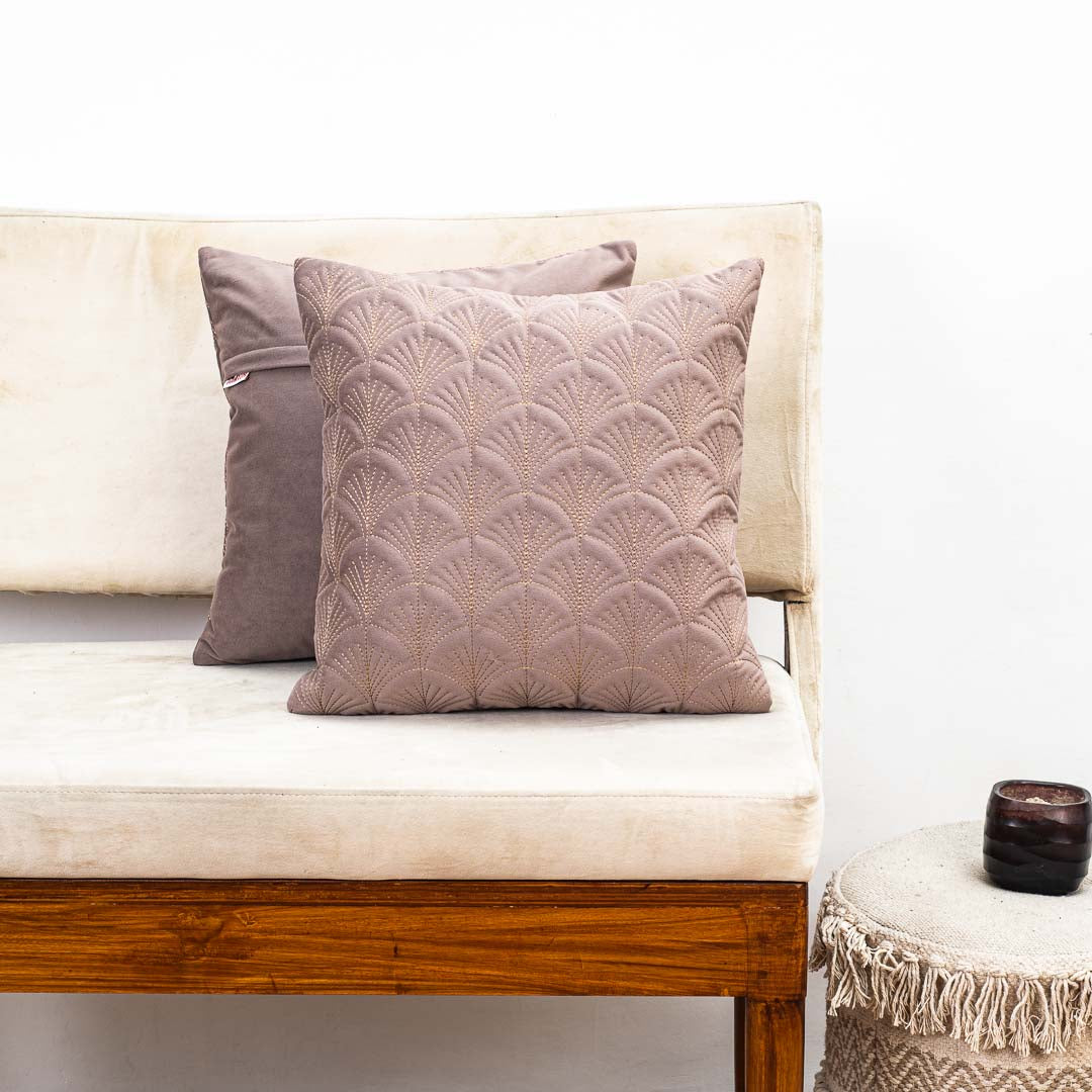 Premium self Embossed Leaf Design Cushion Cover